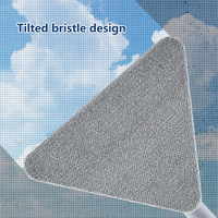 Serpillère triangulaire tout-en-un avec raclette, manche télescopique en acier inoxydable, légère, tête en microfibre remplaçable