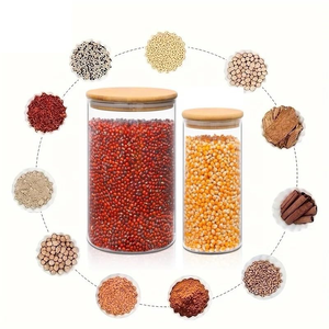 280ml/10oz Modern Glass Spice <b>Jar</b> Bamboo Lid Spoon Multifunction Design for Party Use Freshness Preservation Kitchen Storage - Product Image 2