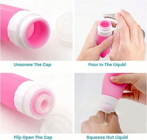 Ensemble d'accessoires de voyage en silicone anti-fuite approuvé, avec logo personnalisé, 4 en 1, pour sous-bouteilles portables - Product Image 3