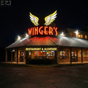 Enseignes de magasin en plastique personnalisées EZD pour camion de nourriture électronique en plein air, boutique de tacos, avec bande de finition, lettres en relief - Product Image 1