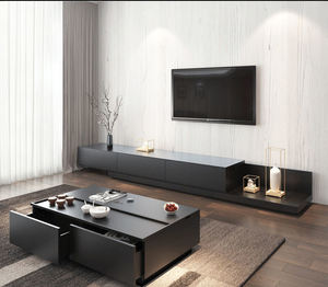 Soporte de <span class=keywords><strong>TV</strong></span> minimalista moderno de estilo nórdico <span class=keywords><strong>MEGA</strong></span>, combinación de mesa de centro de tablero de roca telescópica Simple para espacios pequeños - Product Image 3