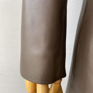 2024 giacca da <span class=keywords><strong>donna</strong></span> in vera <span class=keywords><strong>pelle</strong></span> firmata autunno inverno Trench stile Trench doppiopetto in vera <span class=keywords><strong>pelle</strong></span> - Product Image 5