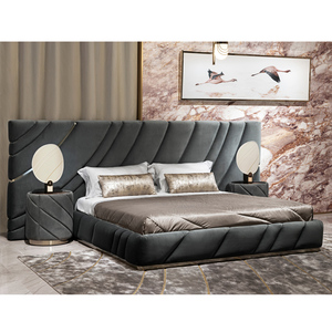 Set di camere da letto di lusso moderno letto matrimoniale morbido letto imbottito con testiera unica Design contemporaneo per hotel - Product Image 2