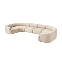 Canapé d'angle de grande taille en tissu incurvé de style crémeux pour plusieurs personnes pour appartement, villa et salon doté d'une technologie de refroidissement