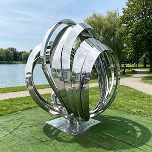 Escultura Grande de Acero Inoxidable con Forma de Ola Fluida Abstracta, Decoración Moderna para Jardín <span class=keywords><strong>Zen</strong></span>, Villa o Exteriores - Product Image 2
