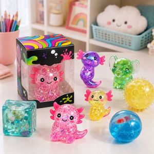 Collection TPR Sparkle Squeeze : Assortiment de jouets sensoriels transparents en forme de lapin, éléphant, poisson, globe, cube et cœur – Cadeau idéal - Product Image 6