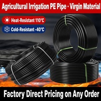 Tubo de Riego Agrícola de Polietileno ISO 4427, 25 mm de Diámetro, 3/4 Pulgadas, Rollo Negro de 500 m, Resistente a los Rayos UV, Flexible, Sistema de Tuberías de Alta Presión