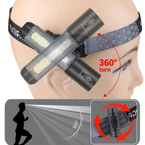 Lampe frontale magnétique rechargeable USB en aluminium avec zoom, lampe torche à clip stylo, éclairage multifonctionnel pour course en extérieur, pêche, portable, LED COB - Product Image 4