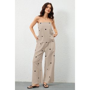 Conjunto de 2 Piezas para Mujer, Estampado de Lunares, Top sin Mangas y Pantalones, Ropa de Verano para Vacaciones, Playa, Resort, Tejido Transpirable - Product Image 2