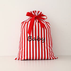 Personnalisable Broderie Nom Rayures Cadeau Père Noël Sacs <span class=keywords><strong>Toile</strong></span> avec Velours Noeud Ruban Sac de Noël - Product Image 3
