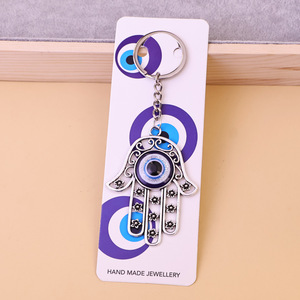 Aleación de Metal Hamsa mano de Fátima ojos <span class=keywords><strong>del</strong></span> <span class=keywords><strong>diablo</strong></span> mal de ojo llavero amuleto buena suerte mal de ojos esmalte encantos decoración colgante joyería - Product Image 3