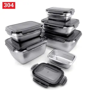 Vriezer Organizer Kimchi Kool Opbergbakken Aangepaste Metalen Lunchbox Oem Lekvrije Grote 304 Roestvrij Staal Voedsel Container