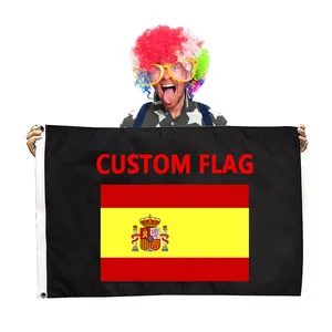 Bandeira de poliéster para torcedores espanha, bandeira com logotipo personalizado 90x150cm, bandeira de serigrafia para o ar livre, bandeira de 2024 cm, bandeira de comemoração torcida