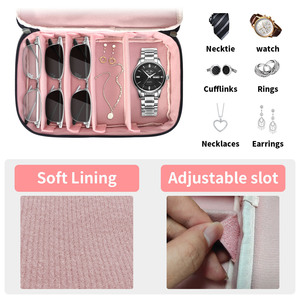 Glasses Storage Box 8 Slots Semi Hard Rectangle Case For Eyeglasses Sunglasses Travel Organizing Pink - Product Image 4