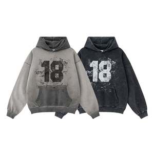 Sudadera con capucha unisex de alta calidad Otoño e invierno Estampado suelto Sudadera con capucha lavada pesada de gran tamaño - Product Image 1