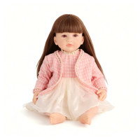 Muñeca Reborn Realista de 22 Pulgadas con Cuerpo Completo de Vinilo, Cabello Largo Castaño, Vestido Floral, Rostro de Silicona, Juguete para Niñas