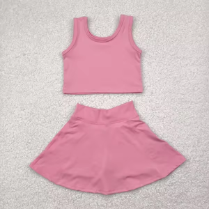 Vente flash : ensembles de yoga pour bébés et petites filles, couleurs unies, vêtements pour enfants, sans manches, short, deux pièces, vêtements de sport actifs pour la gym - Product Image 6