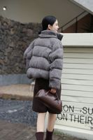 OFTBUY 2026 Nouvelle Veste d'Hiver en Mélange de Laine pour Femme, Tricotée, Épaisse et Chaude, 90% Duvet de Canard Blanc, Manteau Court Ample Style Parka