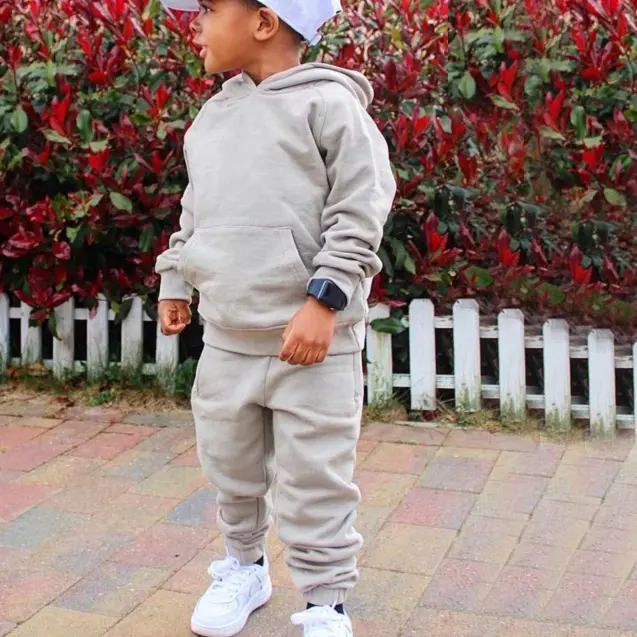 2023 Winter Autumn Solid Private Label Pullover Hoodie+Jogger Set Clothes Baby Boy Kids Jerseys Sets Baby Garments