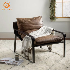 الجملة مخصص رخيصة مطعم الأثاث مطعم أريكة جلدية أصلية البني الترفيه الكراسي - Product Image 2