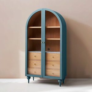 Modern Arch Design Oak <strong>Sideboard</strong> for Home Kitchen Living Room <strong>Blue</strong> Black Wooden Storage Drawer Cabinet Dining Furniture - Product Image 1