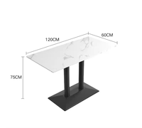 Tables rondes et carrées en pierre frittée en acier inoxydable Mobilier minimaliste de luxe léger pour hôtels, restaurants, salons de thé
