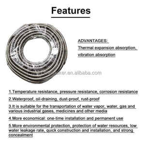 <span class=keywords><strong>Tubo</strong></span> <span class=keywords><strong>Corrugado</strong></span> de Acero Galvanizado de 25 mm (1 pulgada) con Hebilla Simple o Doble, Conducto Metálico Flexible - Product Image 3