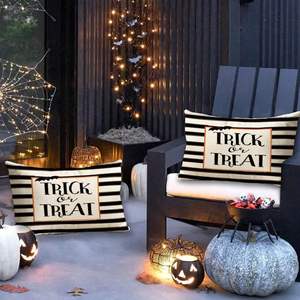 RABUSOFA-Almohada decorativa para exteriores, funda de cojín de acuarela con rayas de murciélago, para Halloween, 12x20 pulgadas - Product Image 4