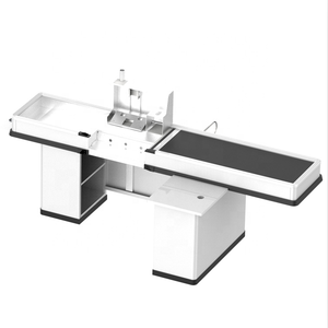 Mostrador de recepción de superficie sólida, mesa de acrílico resistente, enrollado en frío, tienda moderna, color blanco - Product Image 3