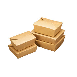 Papel Kraft ecológico desechable, automontaje, caja de ensalada de almuerzo Rectangular plegable, laminación brillante para catering para llevar - Product Image 1