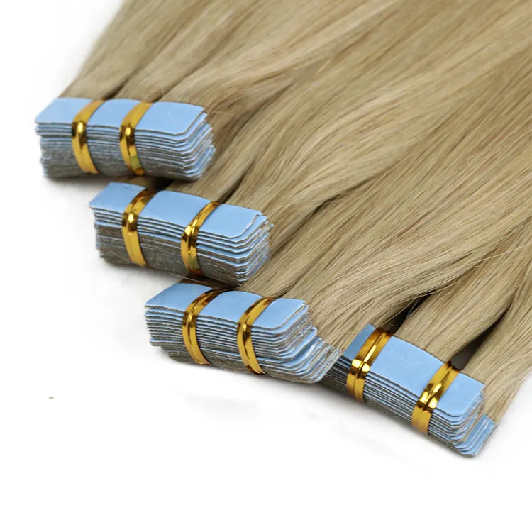 Wholesale cuticle Intact tape Hair Extensions double drawn Russian remy tape in hair extension 100 human hair