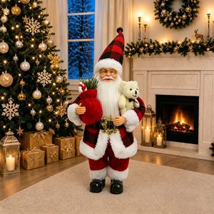Poupée Père Noël de 12 pouces en position debout, décoration de fenêtre, jouet en peluche pour Noël - Product Image 4