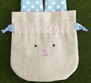 Linen <b>Rabbit</b> Embroidery <b>Gift</b> Bag with Cute Ears Premium <b>Gift</b> Packaging - Product Image 6