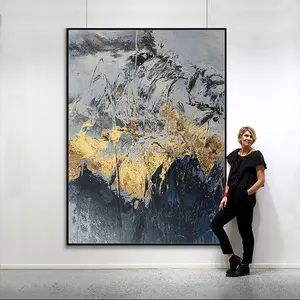 100% handgemachte goldene Schnee Berg Landschaft Leinwand dicke große Größe Bild handgemalte Leinwand Ölgemälde Wand kunst Dekor
