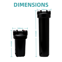Boîtier de filtre à eau noir de 20 pouces avec port en acier inoxydable de 1 pouce, système de filtration haute pression robuste pour toute la maison