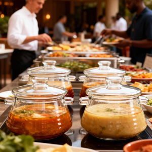 Olla de Cocina de Vidrio de Borosilicato de Alta Calidad Hecha <span class=keywords><strong>a</strong></span> Mano de 2500 ml y 3500 ml, Recipiente Transparente Saludable para Buffet, Restaurante y Hotel - Product Image 3