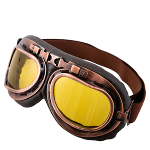 Gafas de Motocicleta Clásicas Retro Vintage LEADWAY XLW-LSB813MG, Lentes de PC de Lujo, Marco de PU, Protección Plateada, Transparente, Gris, Amarilla - Product Image 5