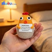 Vente en gros : Poupée Amigurumi en crochet faite à la main, motif canard et poussin, avec carte de message positif, compagnon de bureau pour le soutien émotionnel, cadeau de Noël