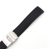 Bracelet de montre en silicone noir sport avec fermoir en acier pour Rolex Tudor Seiko Orient Citizen 18 mm 20 mm 22 mm 24 mm