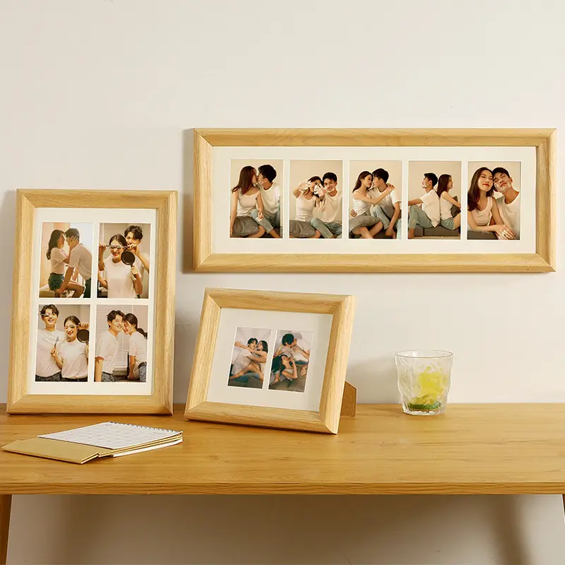 Fabriekslevering Diy Frame Massief Hout Vier-Compartiment Multi-Connected Fotolijst Voor Huisdecoratie