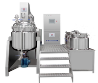 Machine de mélange de liquide vaisselle stationnaire 300L contrôlée par PLC, fabricant de gel d'aloe vera, homogénéisateur sous vide de qualité alimentaire avec pompe et moteur