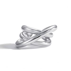 Dylam Stylish Fashion S925 <b>Silver</b> Rhodium 18K Gold Plated Waterproof Multiple Layer Twisted Geometric Irregular <b>Adjustable</b> <b>Rings</b> - Product Image 1