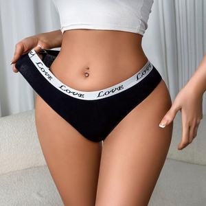 Sous-vêtements en coton pour femmes en gros, ceinture à lettres, mode <span class=keywords><strong>jeune</strong></span> fille, confortable, respirant, bikini, culottes simples teintes bon marché pour tous les jours - Product Image 6