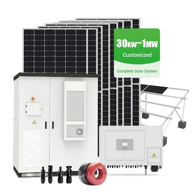 30kw-1mw Solar Energy System with Lithium Battery On-Grid/Off-Grid/Hybrid 220v Output Voltage Mono Solar Panel MPPT Controller