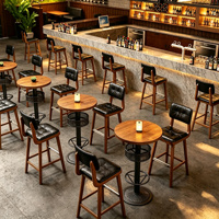 Meubles de bar commerciaux de style industriel, ensembles de tables et chaises en bois, tables et chaises hautes personnalisées pour restaurants, discothèques, KTV