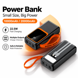 Batterie externe haute capacité 30000mAh avec câbles, charge rapide PD 22.5W, écran LED, station d'alimentation portable USB - Product Image 6