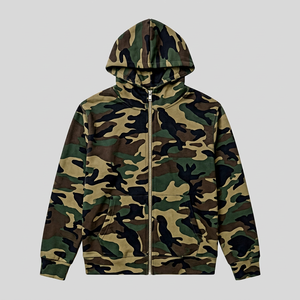 Unisex <span class=keywords><strong>winter</strong></span> zip-up cropped hoodie met custom digitale DTG Real Tree print, 100% katoenen fleece, camouflage hoodie sweatshirt voor de jacht - Product Image 4