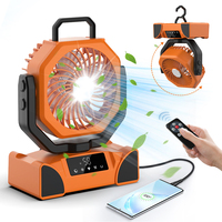 Ventilateur portable sans pales à brume d'eau oscillante pour camping, avec télécommande, quatre vitesses, moteur sans balais, en plastique