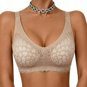 Sujetador sin aros para mujer, talla <span class=keywords><strong>M</strong></span>-2XL, sin costuras, fino, con copa completa, estilo chaleco, con encaje, acolchado, diseño sin marco de una pieza - Product Image 6