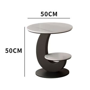 Wholesale Factory Price Modern Round Marble Top Side Table C-Shaped Metal End Table with Two Shelves